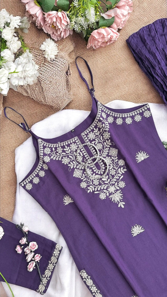 Purple Bliss Embroidered Meher Suit