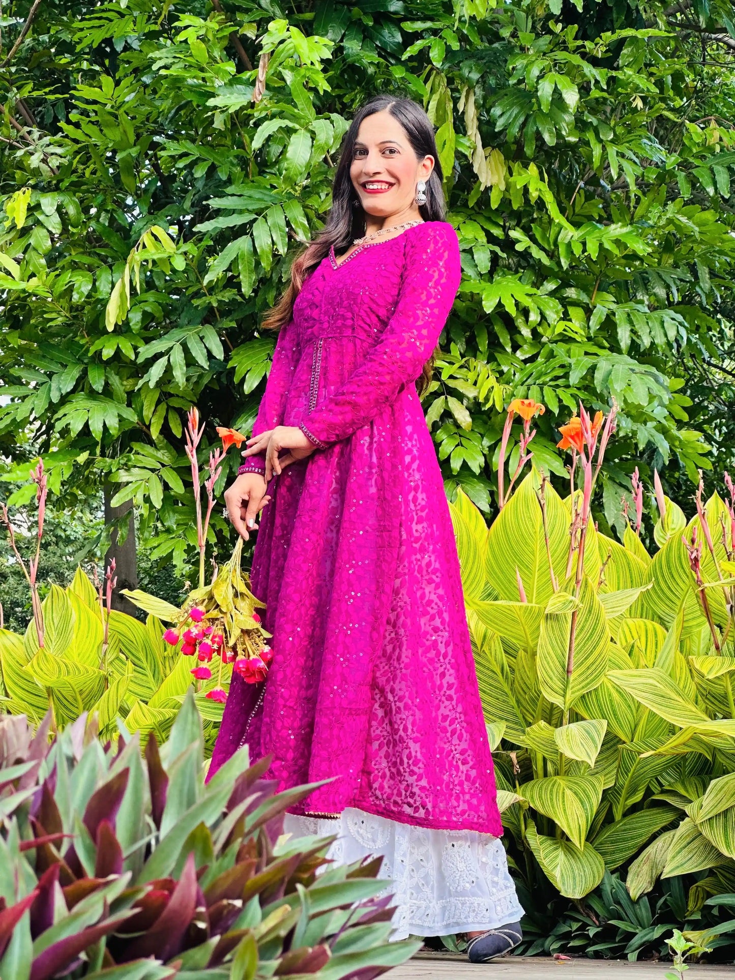 Champagne Wine Embroidered Gulnaz Kurta
