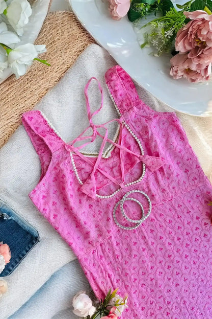 Rosy Pink Sequence Gulnaz Kurta - Passion for Fashion by Shivani