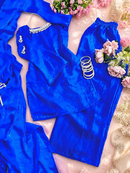 Royal Blue Solid Gulnaz Suit Set