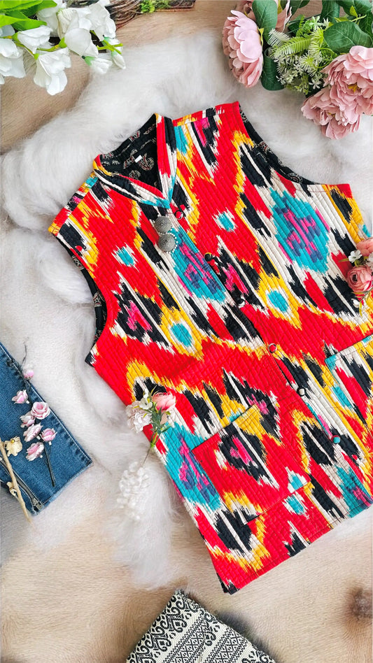 Red Ikkat Jaipuri Jacket