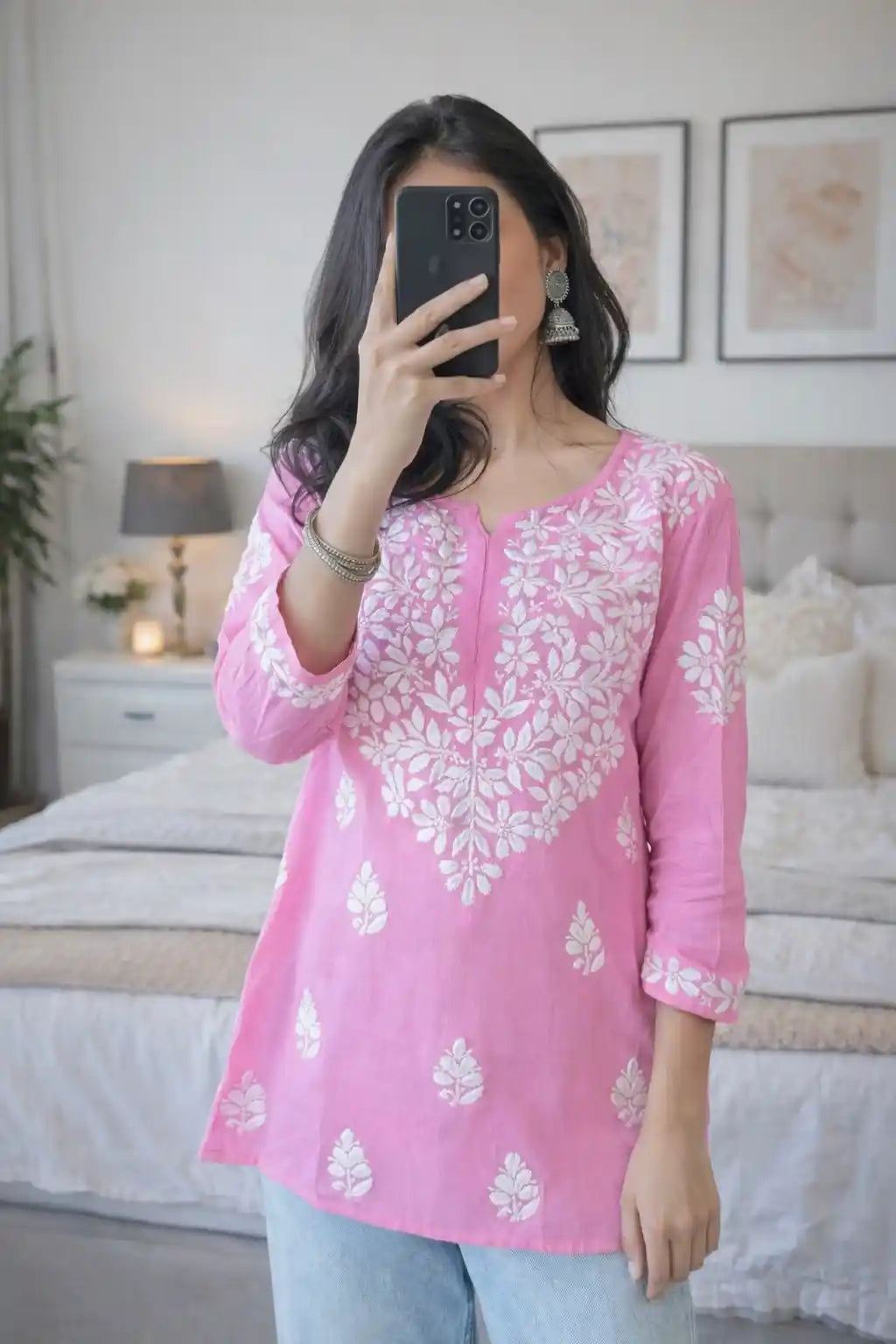 Blush Pink Rooh Short Chikan Kurta