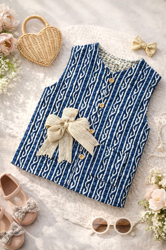 Blue Stripe Kids Jaipuri Jacket