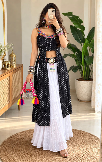 Black Bandhej Gamti Gulnaz Kurta