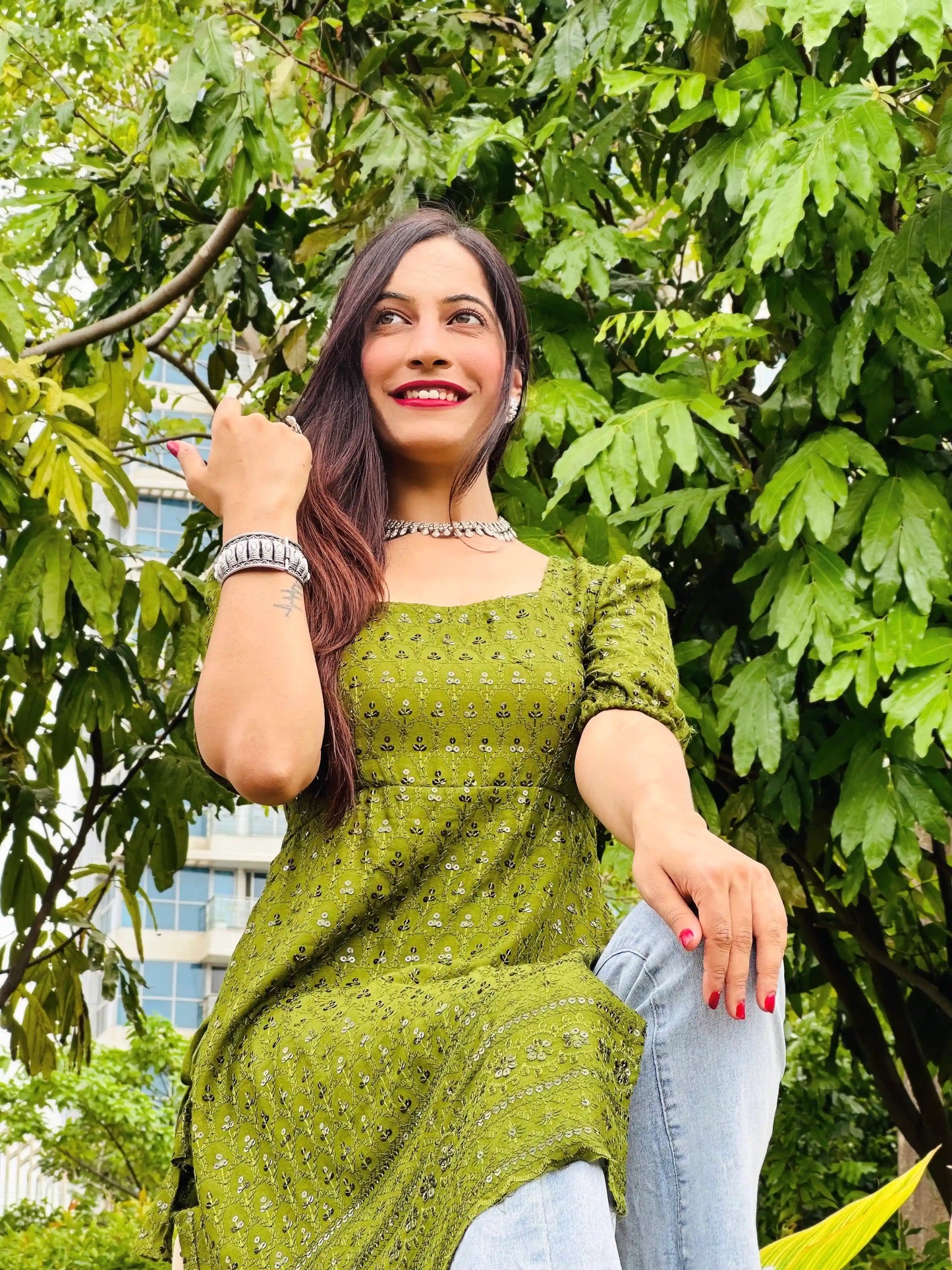 Spring Green Sequence Gulnaz Kurta