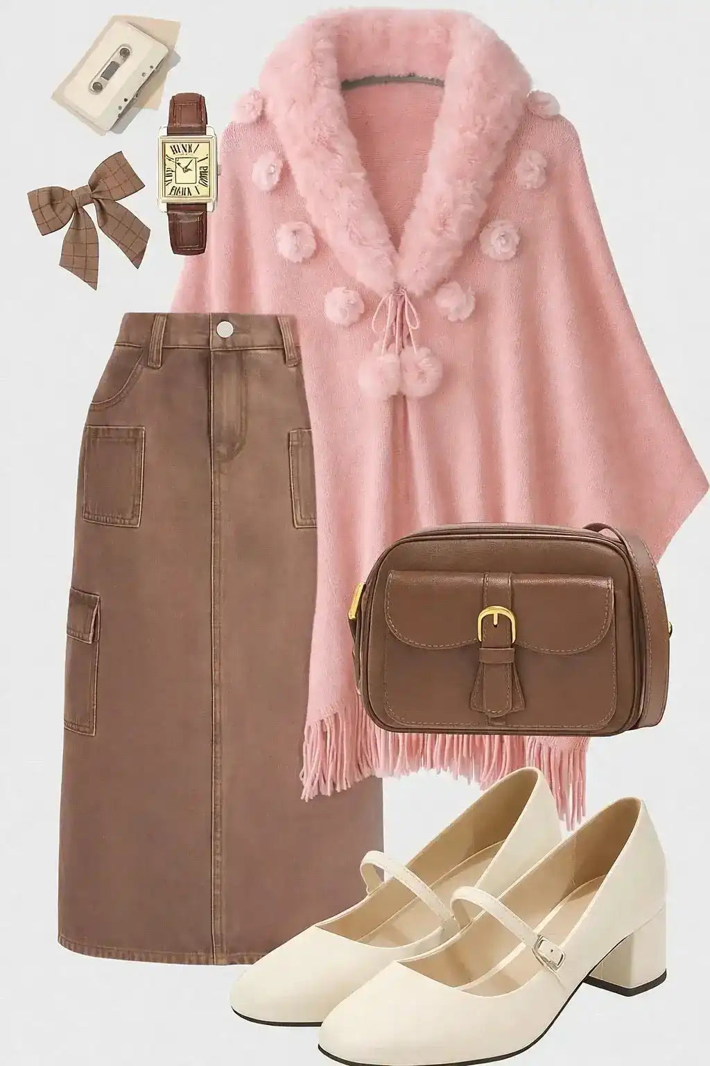 Pink Faux Fur Winter Cape