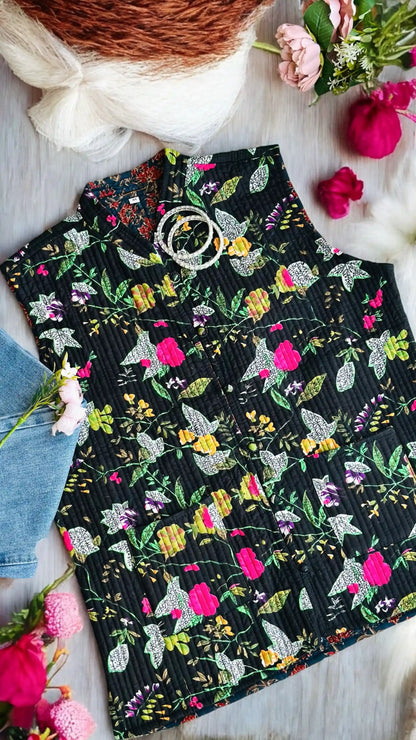 Black Kalamkari Jaipuri Jacket