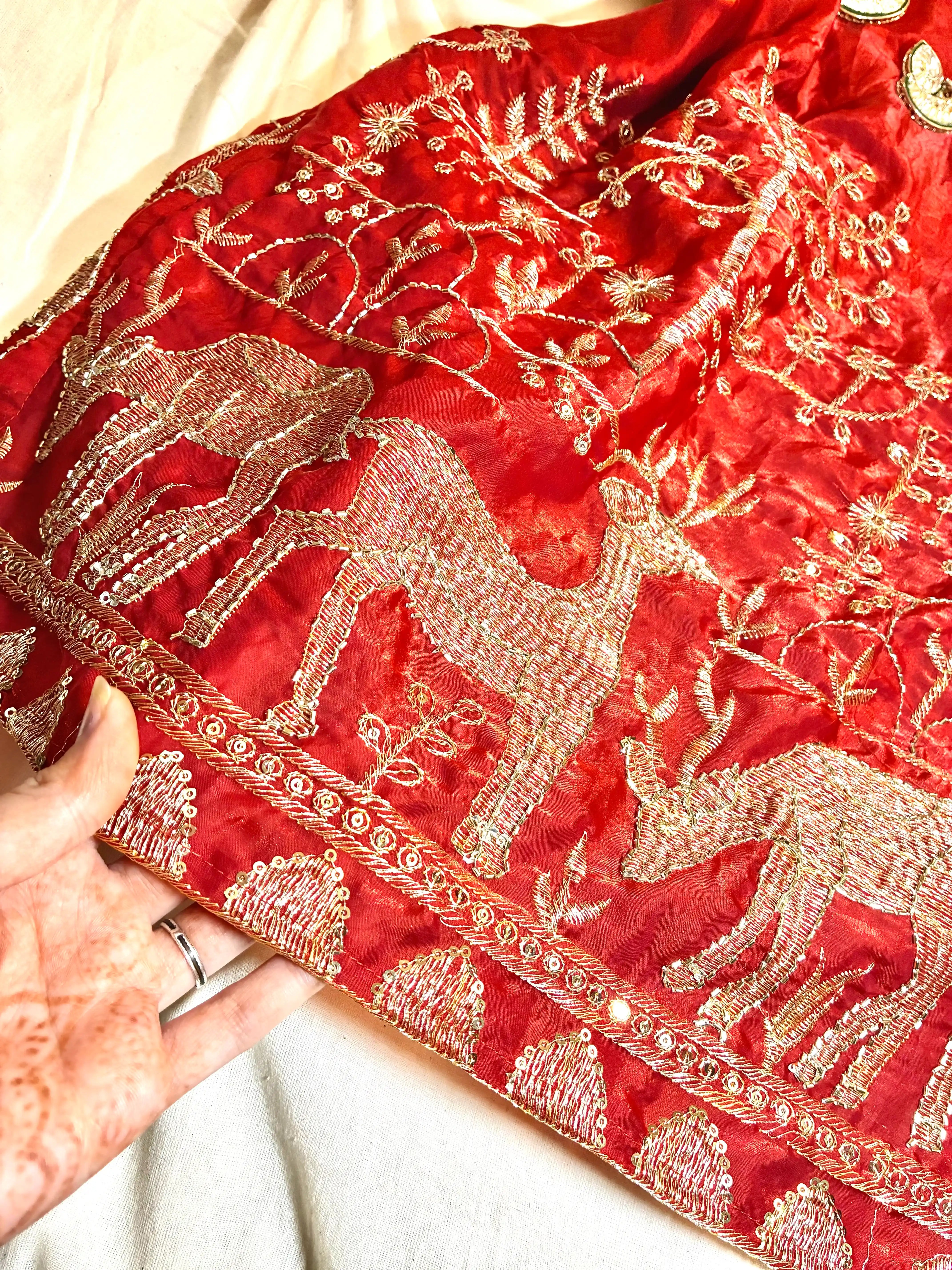 Scarlet Embroidered Motif Gulnaz Kurta