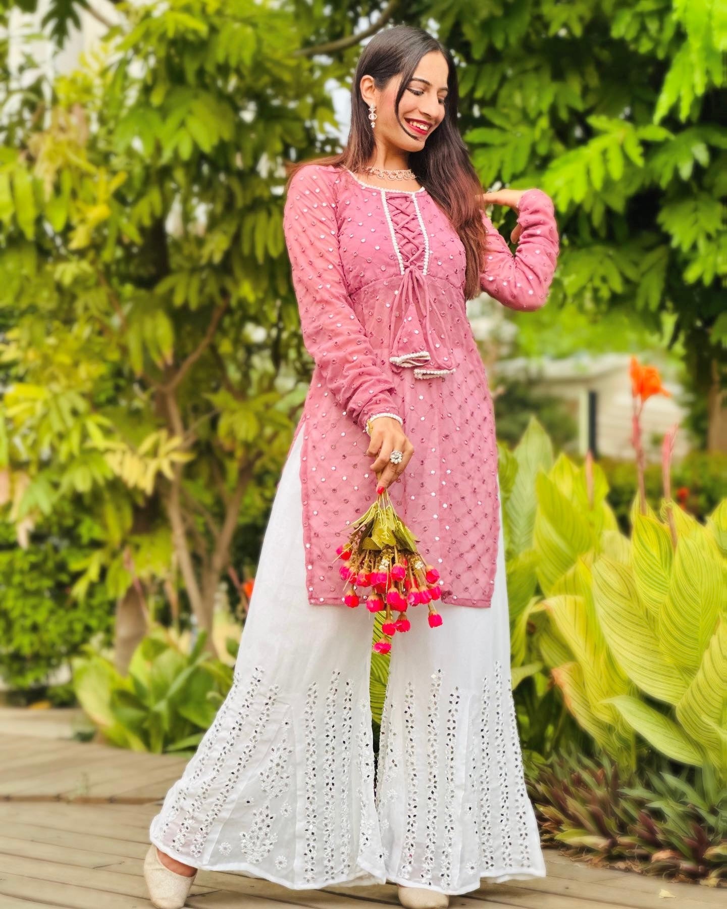 Peach Dori Mirror Gulnaz Kurta