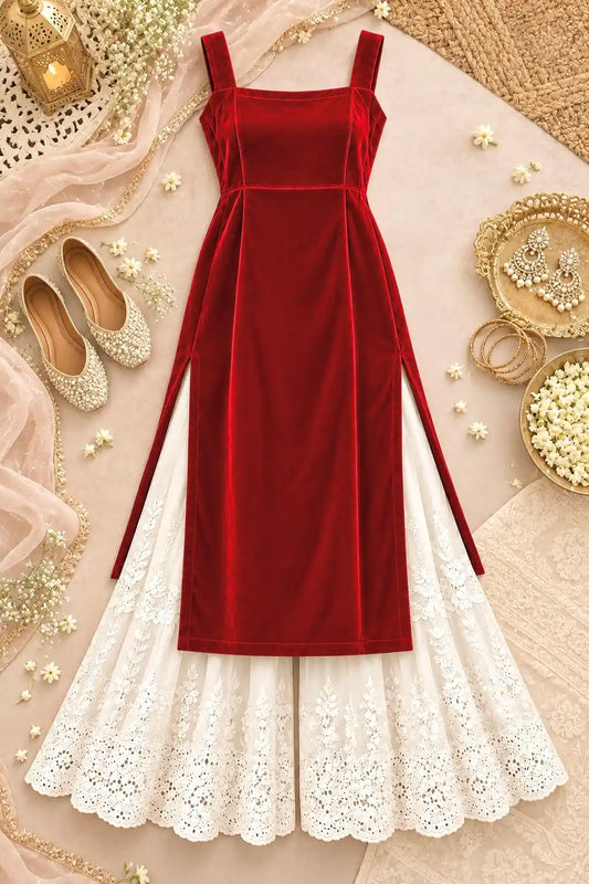 Charm Red Velvet Gulnaz Kurta