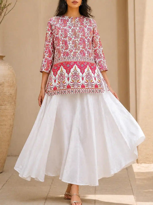 Maroon Kairi Short Kurta