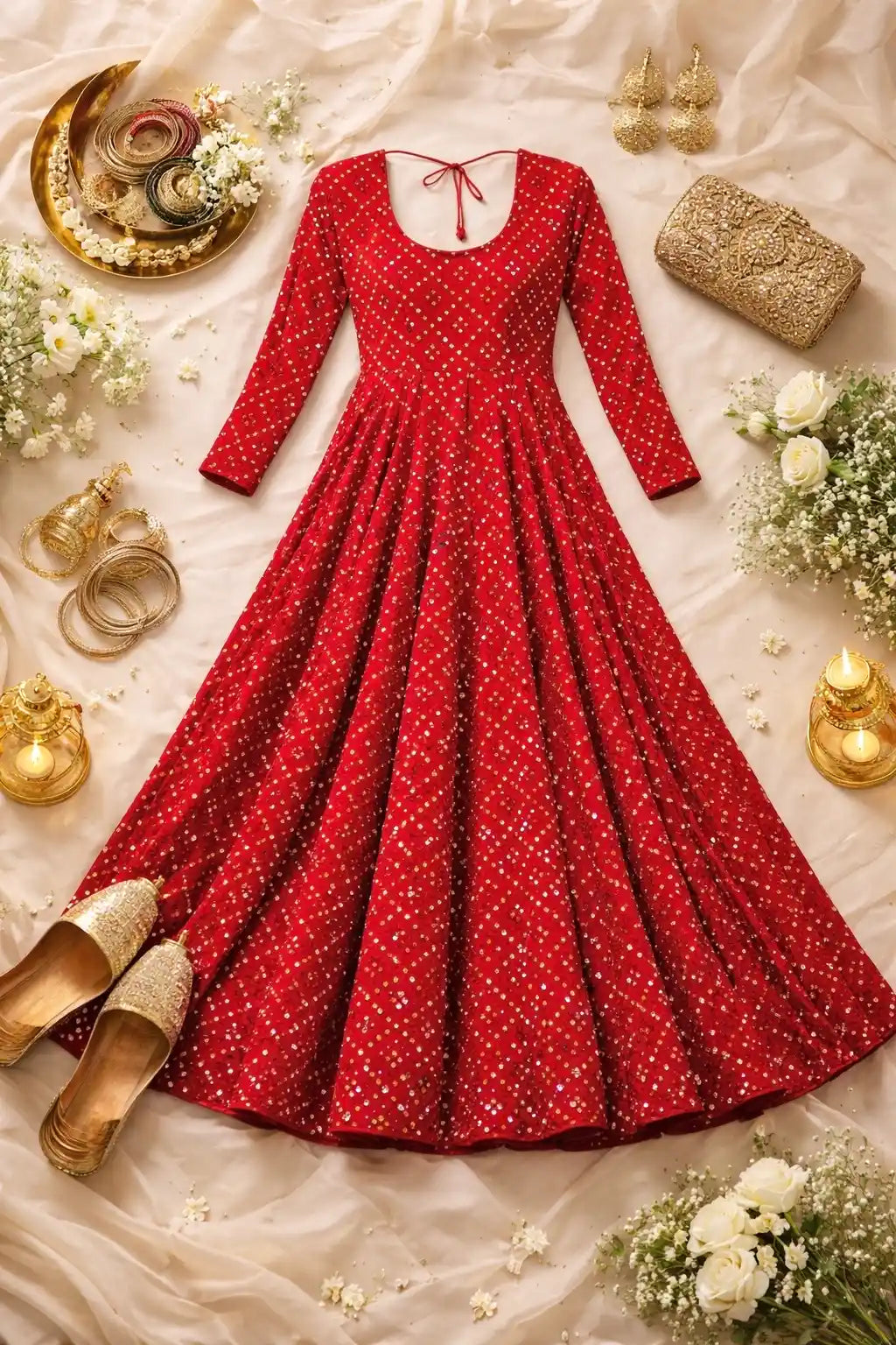 Rosewood Maroon Gulnaz Embroidered Anarkali