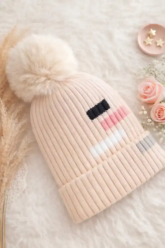 Beige Handcrafted Knitted Wool Cap