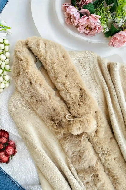 Brown Faux Fur Winter Cape