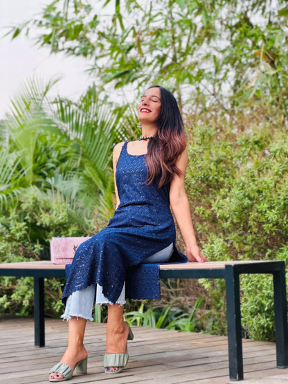 Asure Blue Sequence Gulnaz Kurta