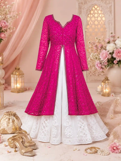 Champagne Wine Embroidered Gulnaz Kurta