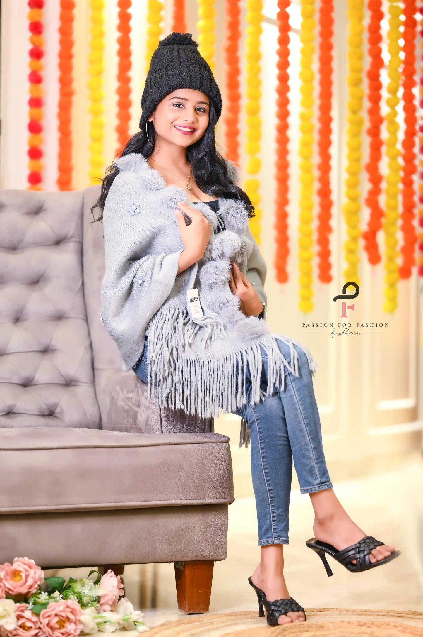 Pearly Grey Fur Winter Cape