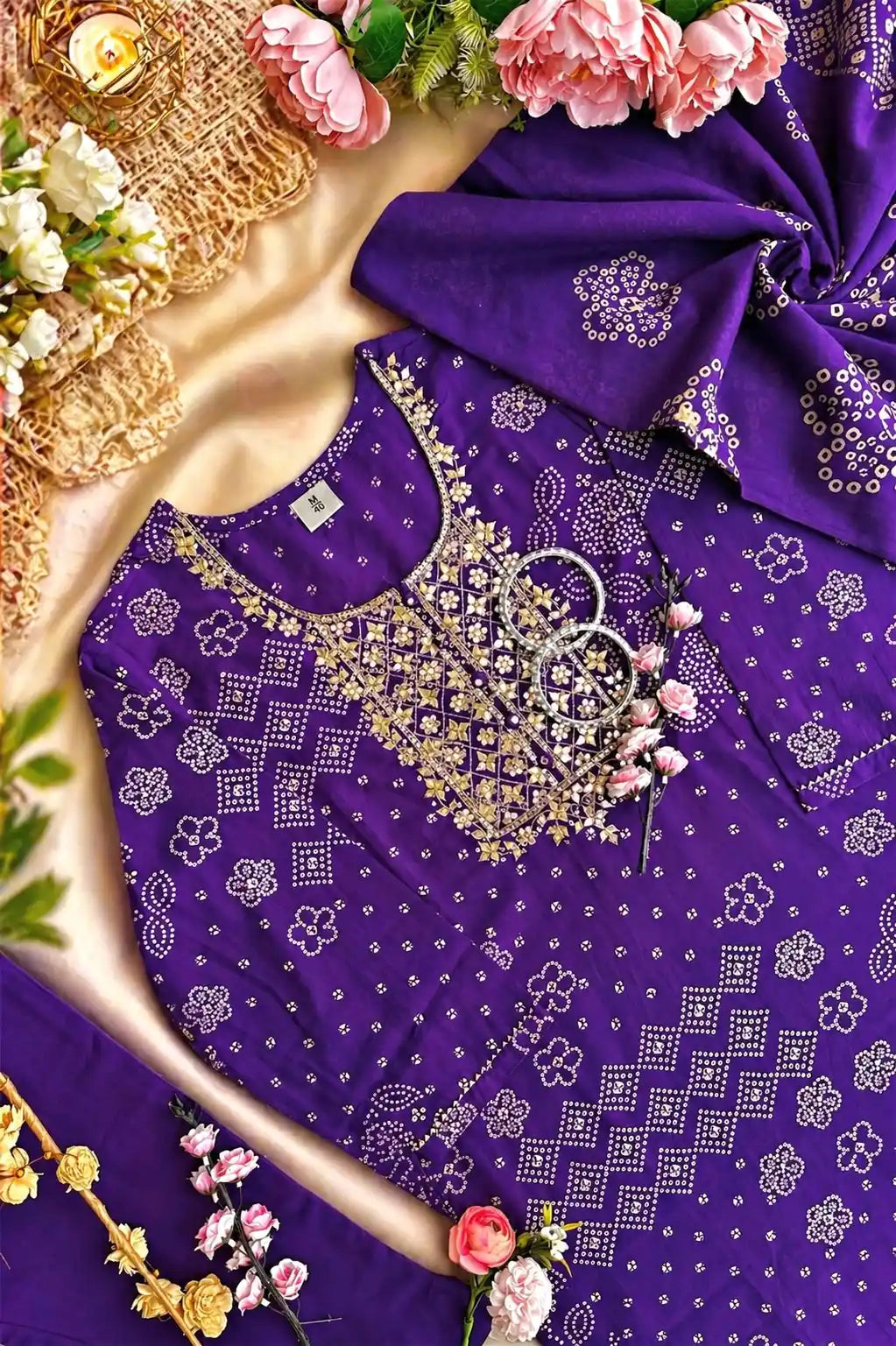 Meher’s Royal Purple Bandhej Suit