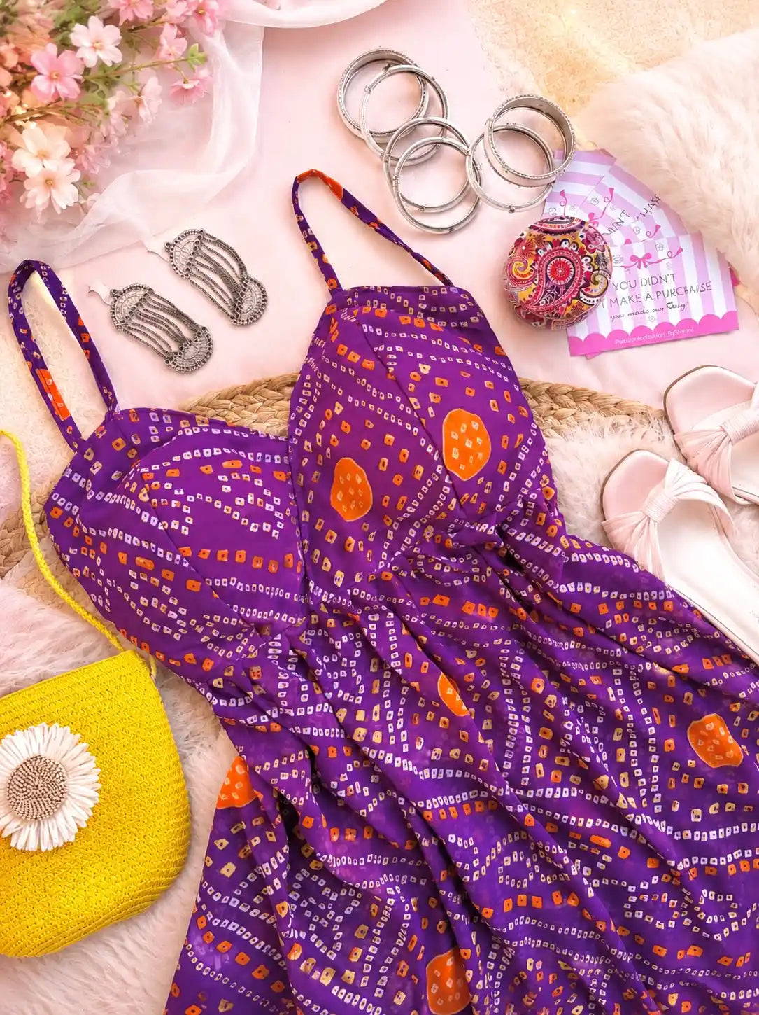Bloom Purple Bandhej Peplum Top