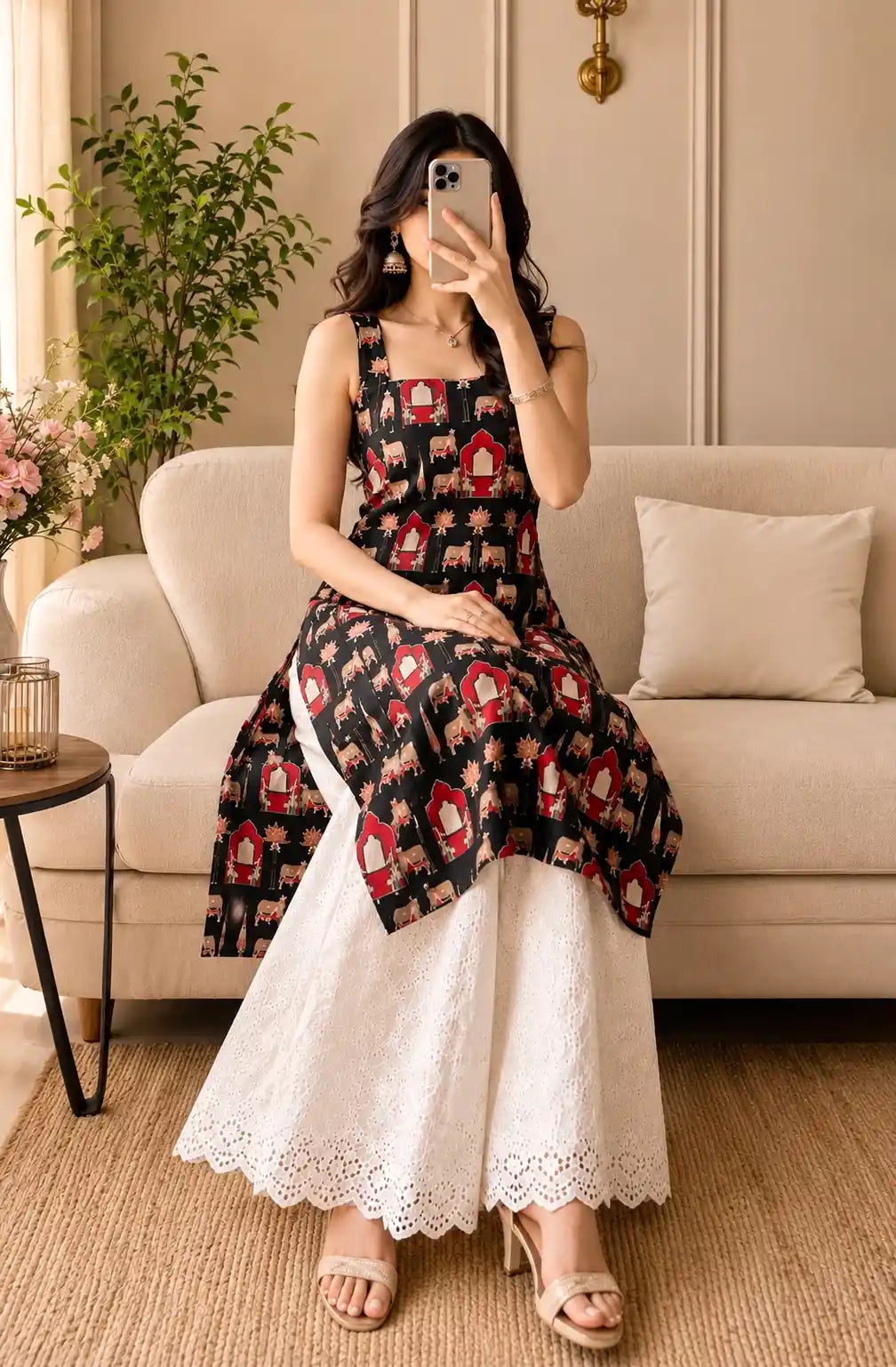 Black Worli Shell Gulnaz Kurta
