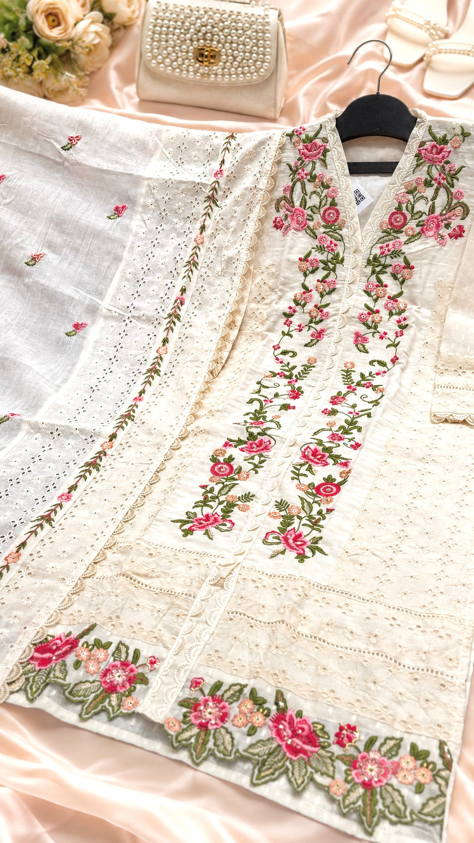 Ivory Floral Embroidered Meher Suit Set