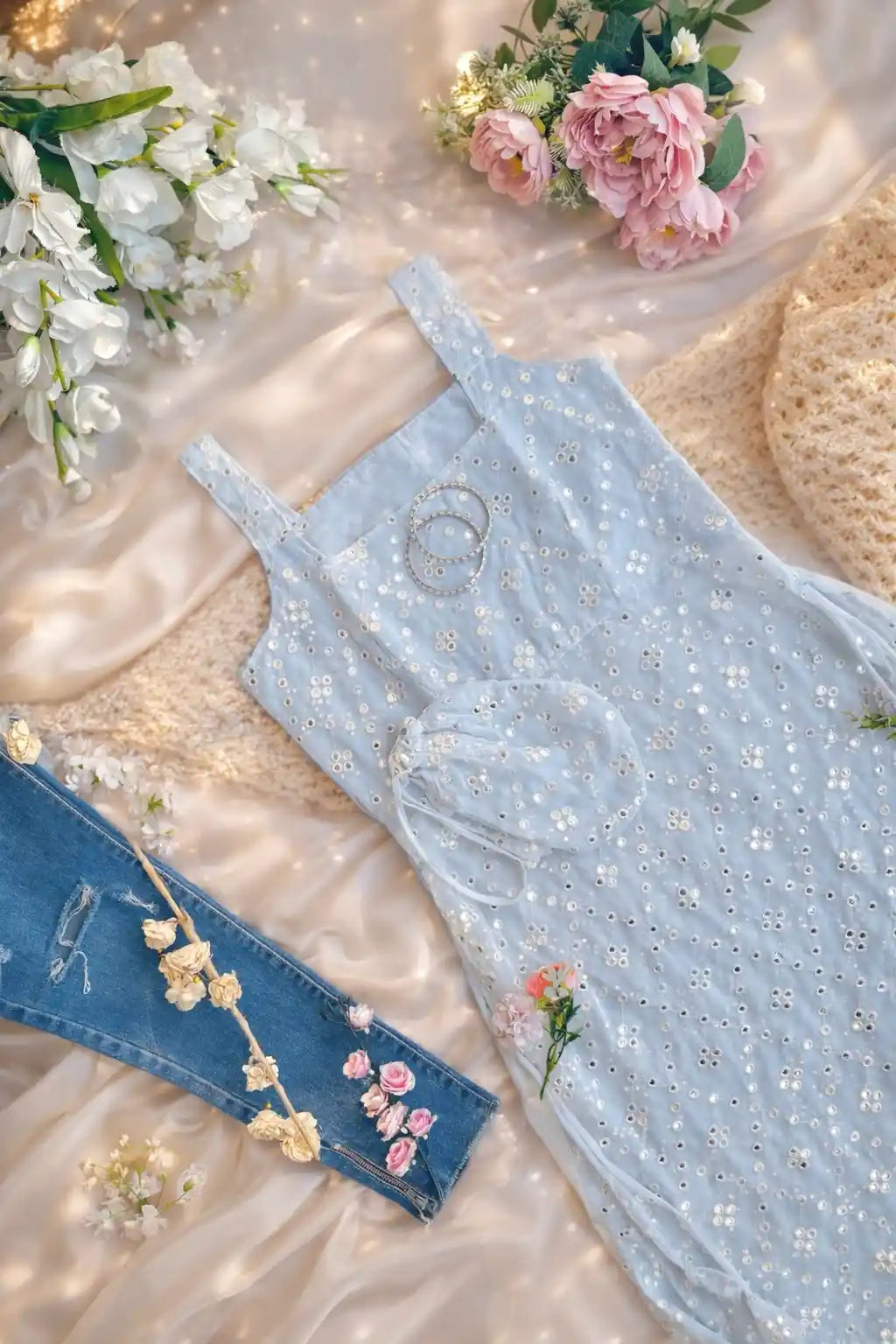 Anishka’s White Mirror Gulnaz Kurta