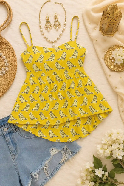 Sunny Sparrow Jaipuri Peplum Top