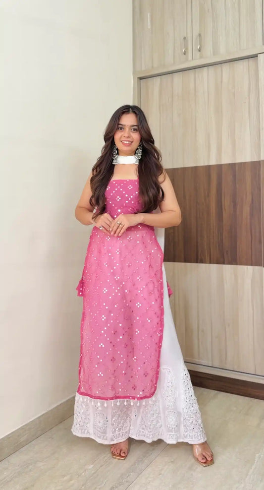 Gulnaz Fuchsia Bloom Embroidered Kurta