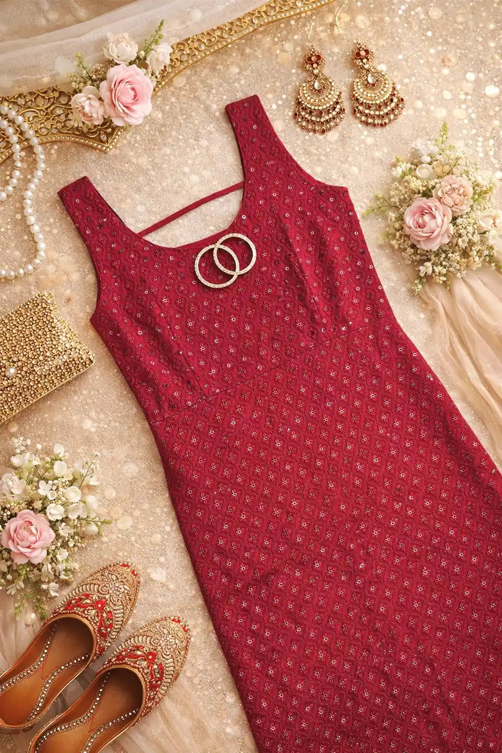 Nakhra Maroon Gulnaz Embroidered Kurta