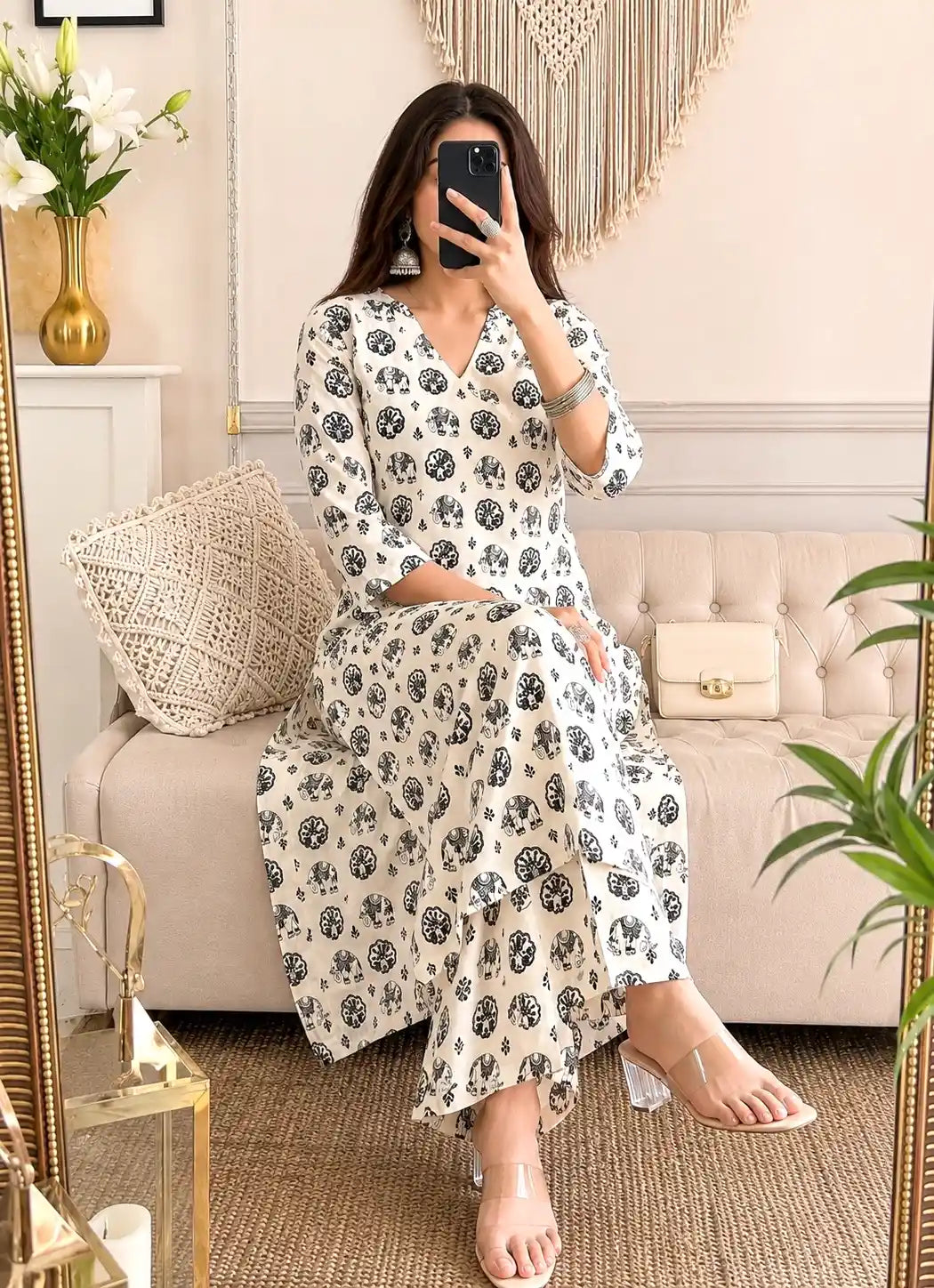 Meher Boho Elephant Print Ethnic Set