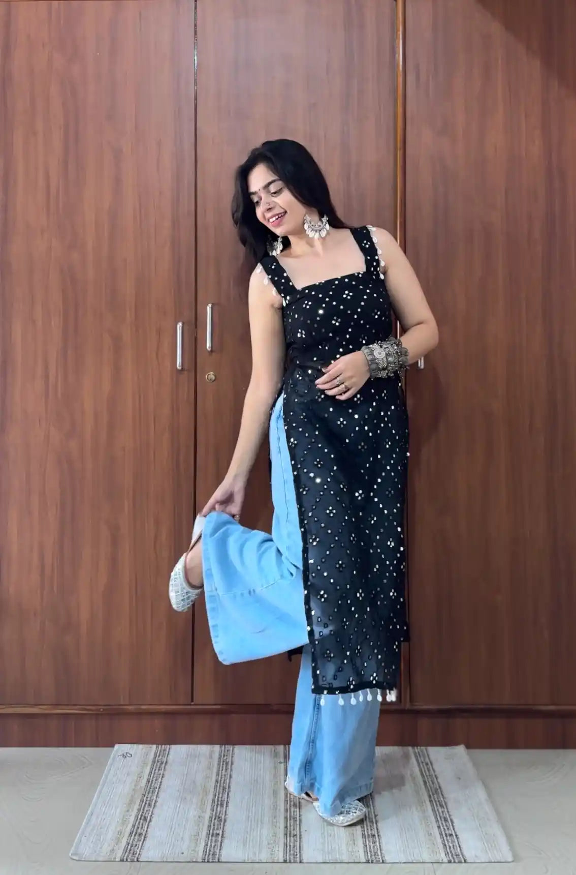 Santoshi’s Black Embroidered Gulnaz Kurta
