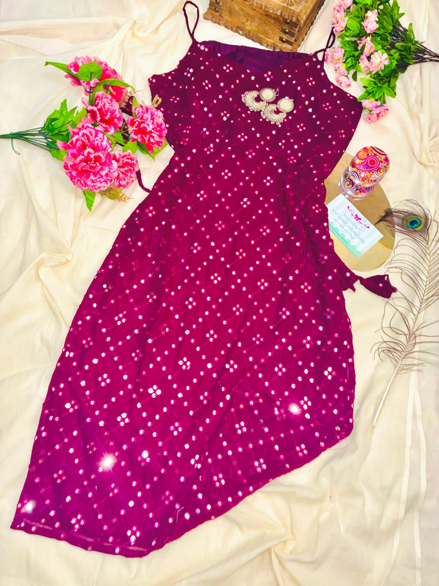 Gulnaz Wine Hand Embellished Kurta
