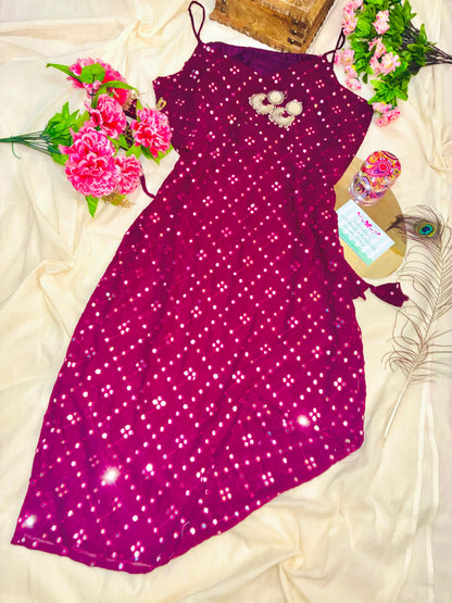 Gulnaz Wine Hand Embellished Kurta