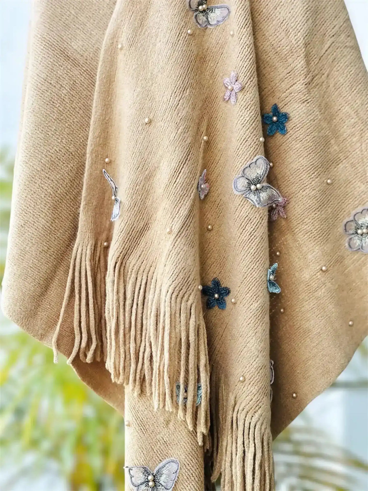 Brown Butterfly Wool Winter Stole