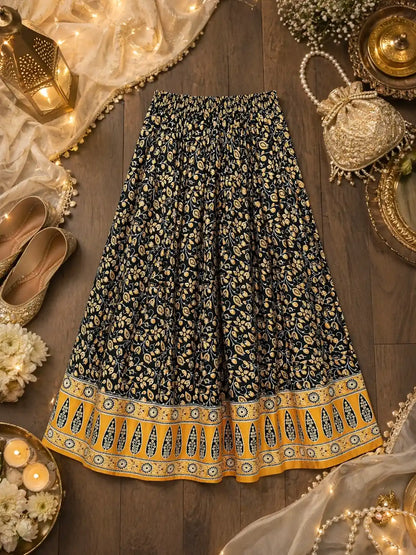 Mustard Kalamkari Jaipuri Twirl Skirt