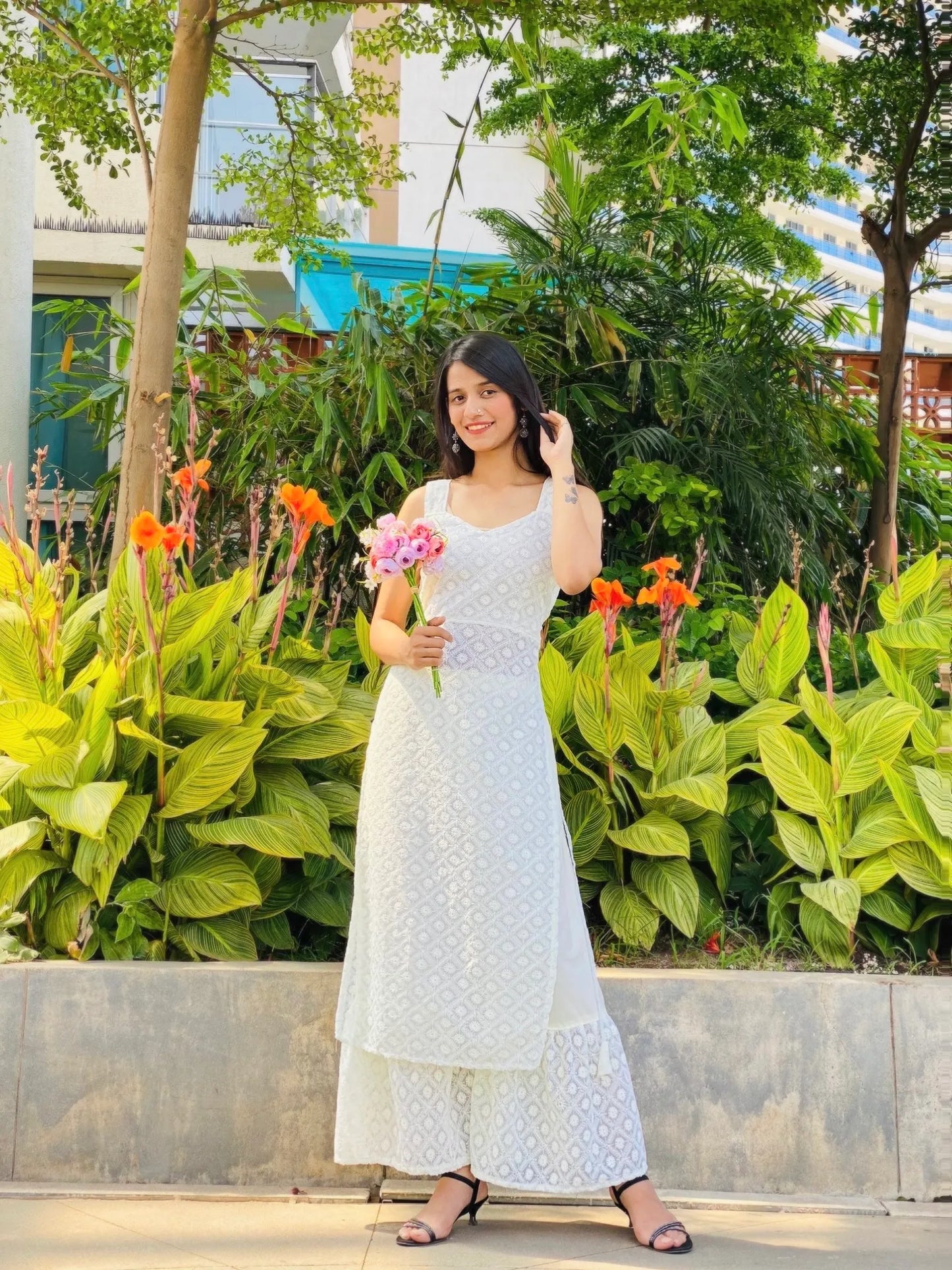 Mahima's Whimsical Cream Gulnaz Kurta