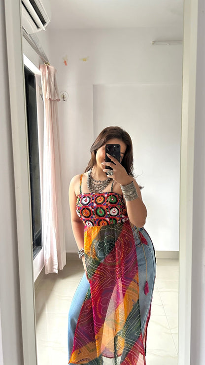 Boho Bloom Bandhej Tie Kurti - Passion for Fashion by Shivani