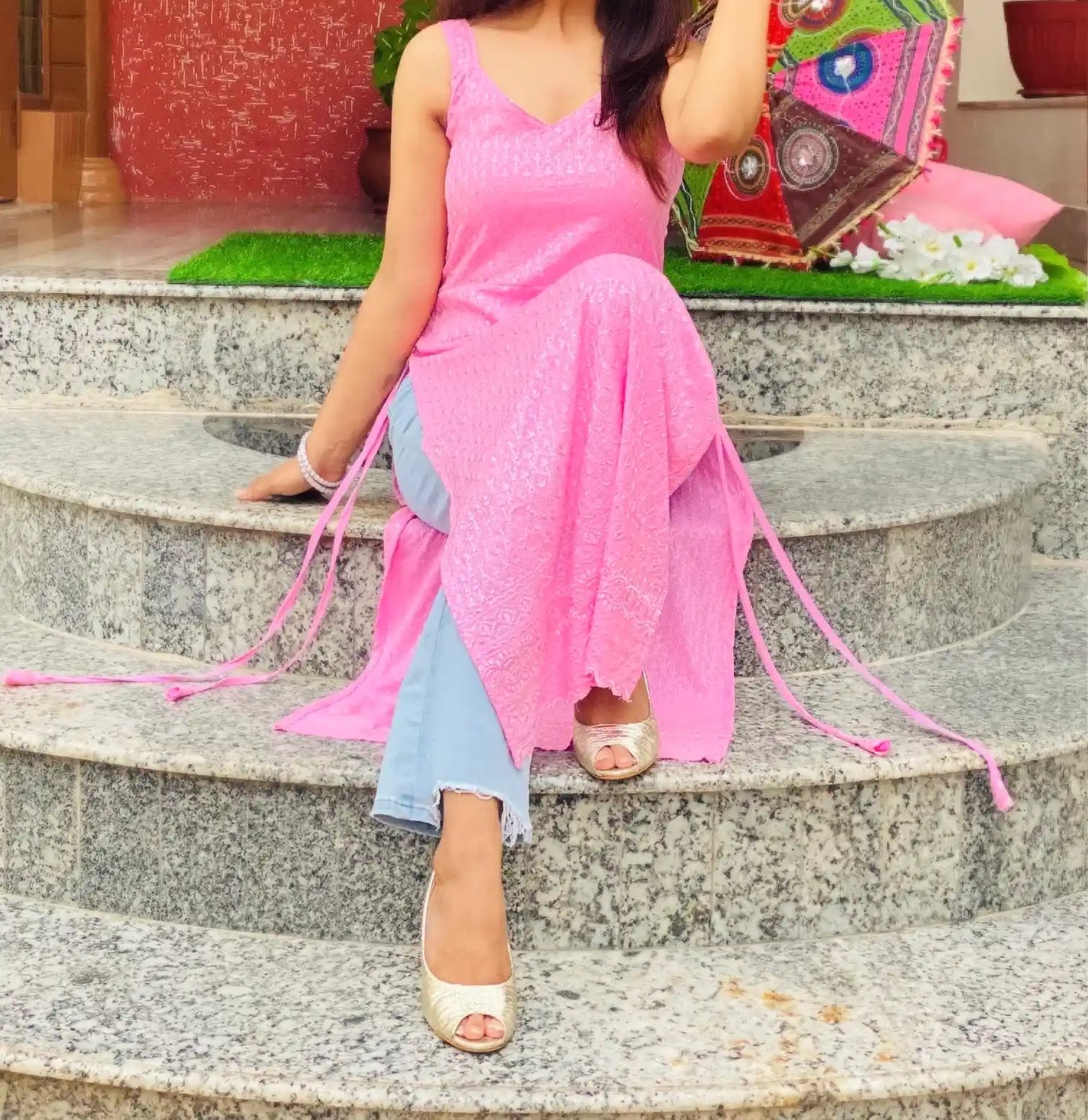 Blush Pink Sequence Gulnaz Kurta