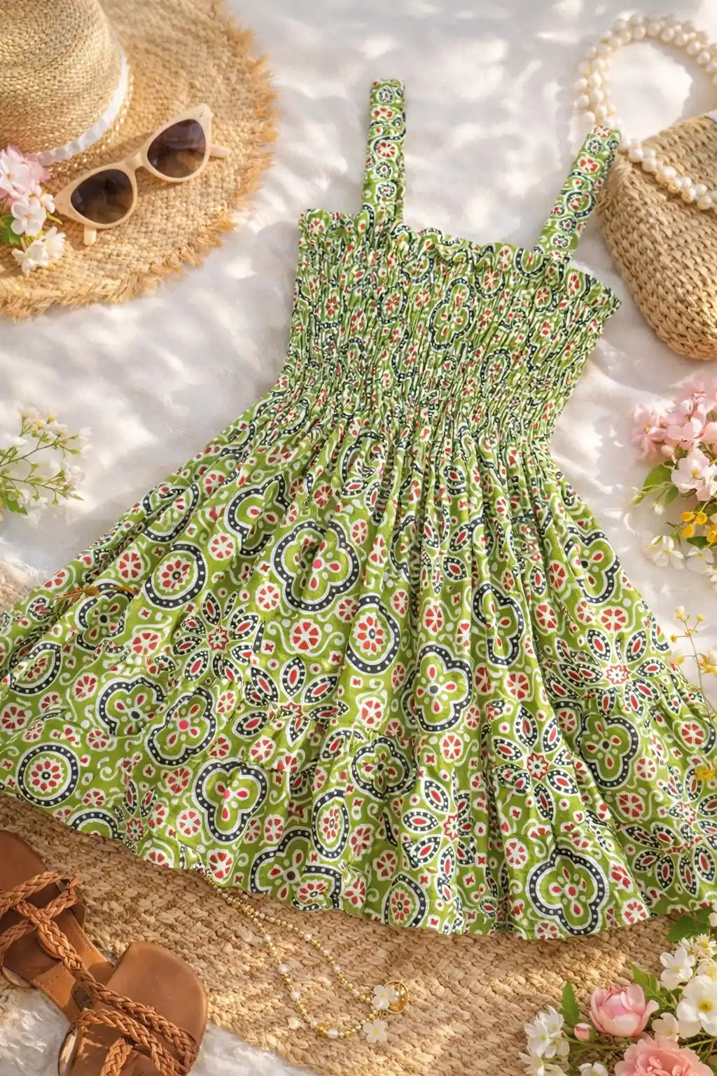 Green Kalamkari Cute Jaipuri Peplum