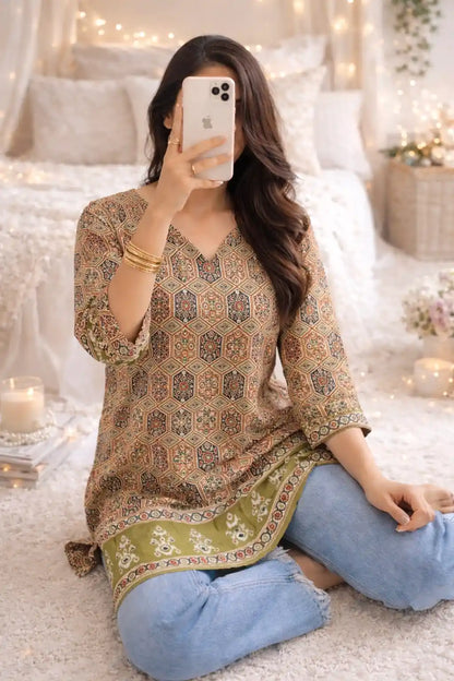 Green Block Rangriti Short Kurta