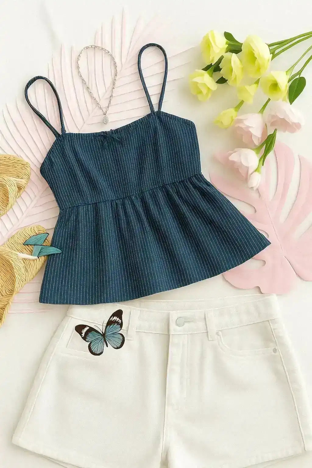 Midnight Stripes Peplum Top