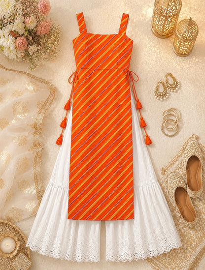 Blush Lehriya Mulmul Gulnaz Kurta