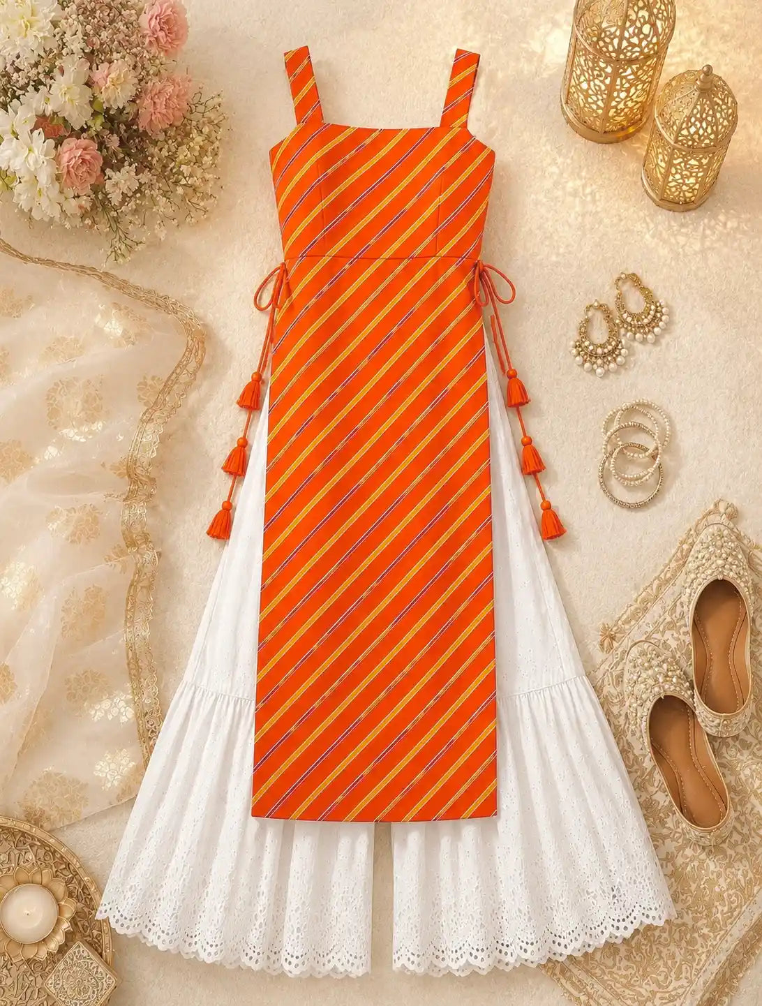 Blush Lehriya Mulmul Gulnaz Kurta