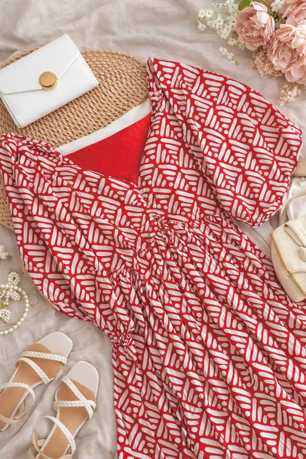 Scarlet Pleated Twirl Dress