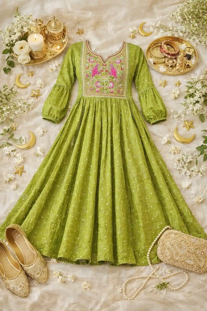 Green Embroidered Meher Suit Set