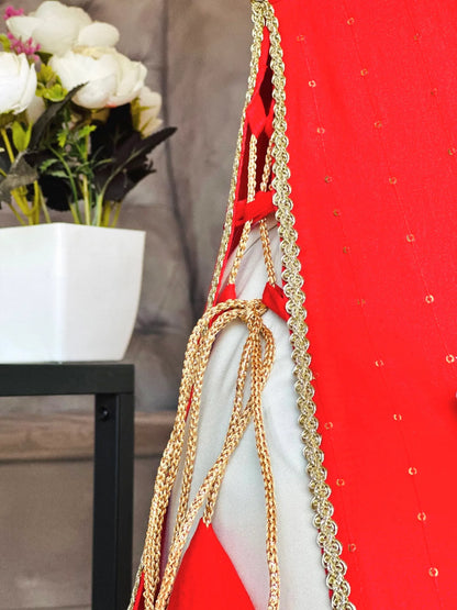 Hot Red Sequence Embroidered Gulnaz Kurta