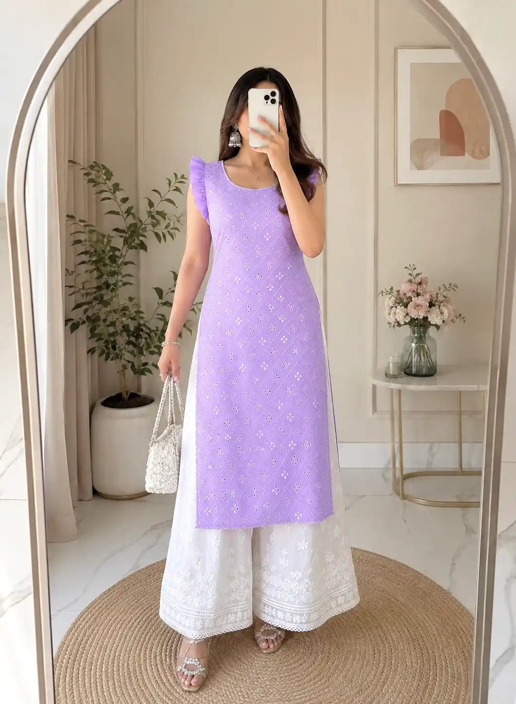 Surabhi's Lilac Gulnaz Frill Kurta