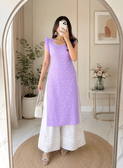 Surabhi's Lilac Gulnaz Frill Kurta