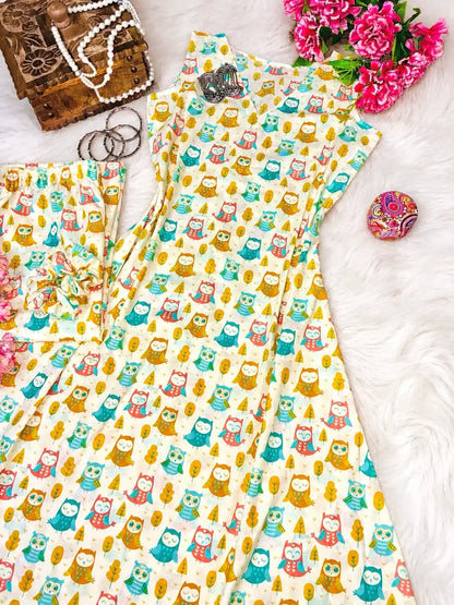 Meher Owly Print Ethnic Set