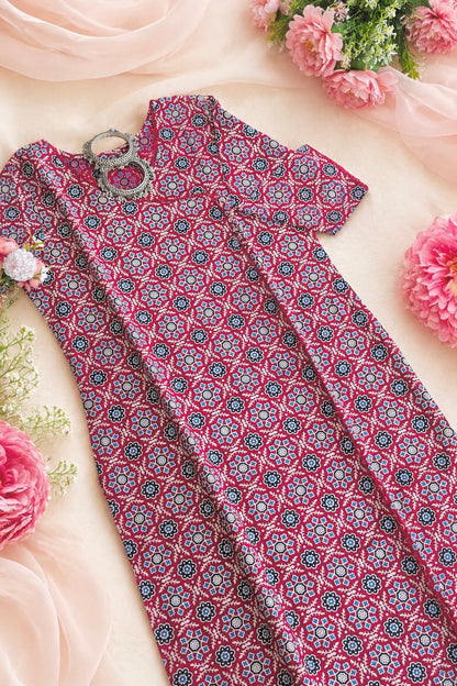 Angrakha Maroon Mul Budget Kurta